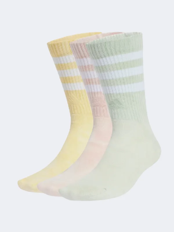 Adidas 3 Stripes Stonewash Unisex Training Sock Pink/Green/Yellow