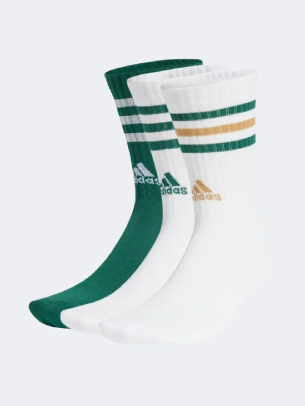 Adidas 3 Stripes Unisex Training Sock White/Green/Tan