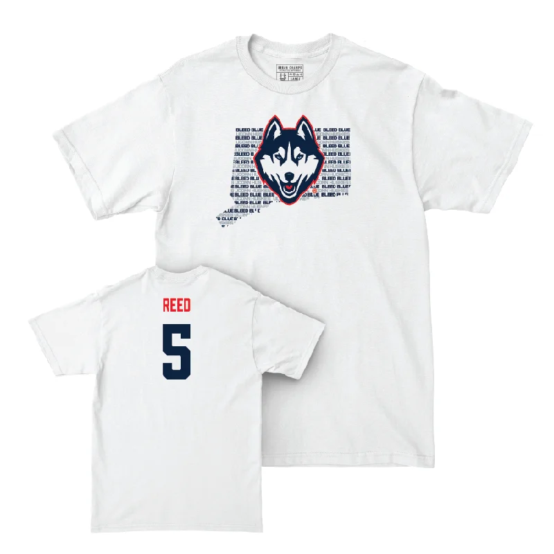 Men's Basketball White Bleed Blue Comfort Colors Tee - Tarris Reed