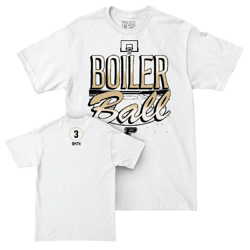 Men's Basketball White Hardwood Comfort Colors Tee - Braden Smith | #3