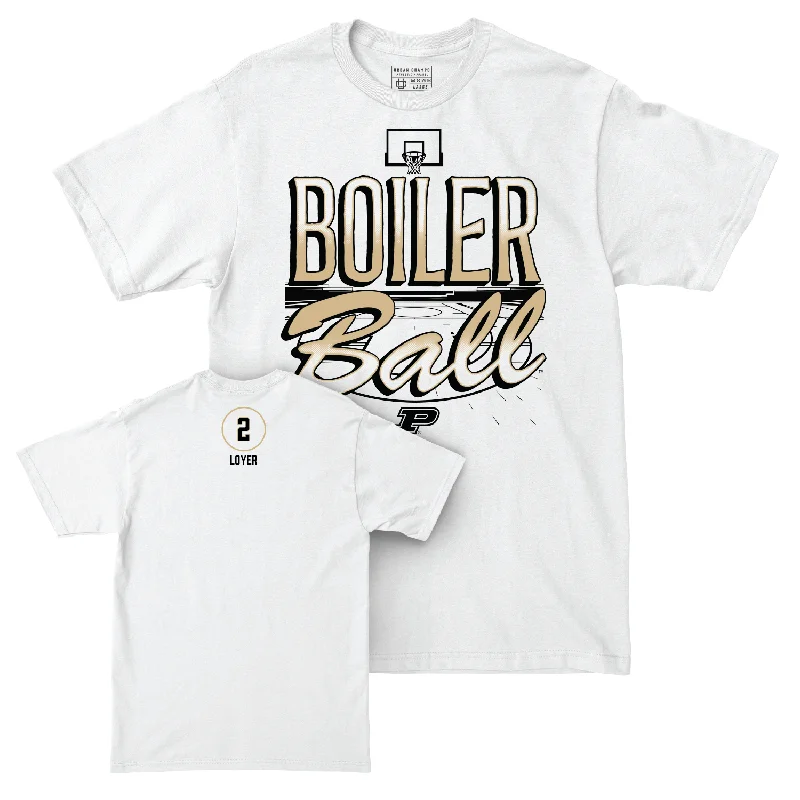 Men's Basketball White Hardwood Comfort Colors Tee - Fletcher Loyer | #2