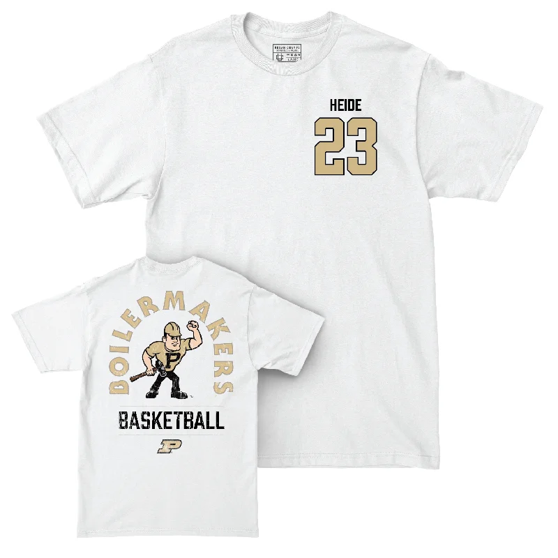 Men's Basketball White Mascot Comfort Colors Tee - Camden Heide | #23