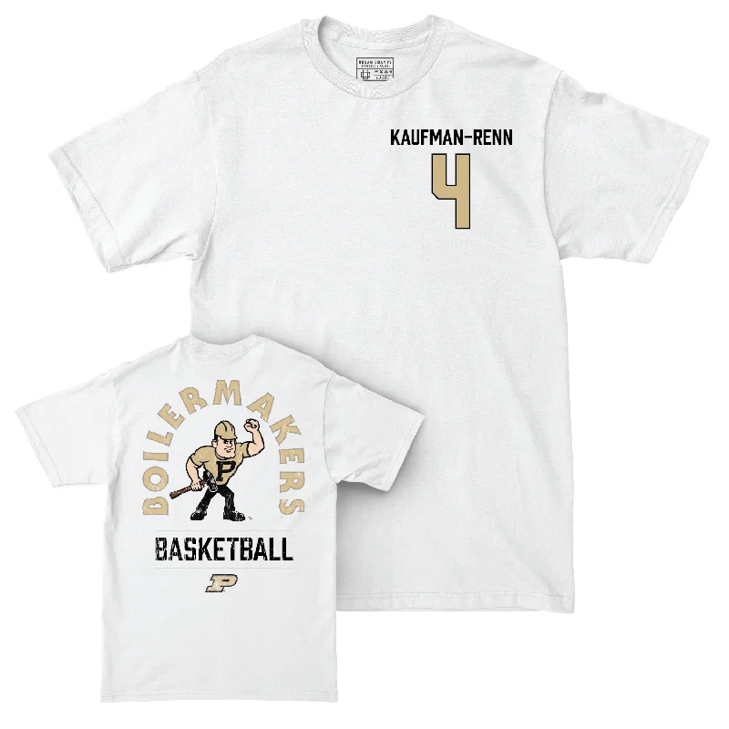 Men's Basketball White Mascot Comfort Colors Tee - Trey Kaufman-Renn | #4