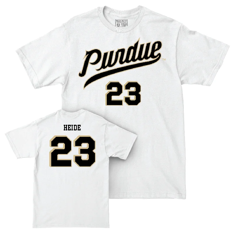 Men's Basketball White Shirsey Comfort Colors Tee - Camden Heide | #23