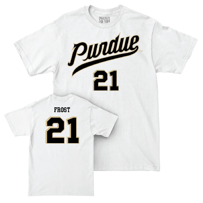 Men's Basketball White Shirsey Comfort Colors Tee - Matt Frost | #21