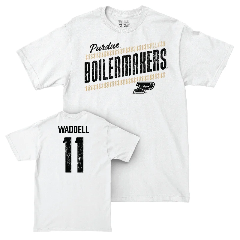 Men's Basketball White Slant Comfort Colors Tee - Brian Waddell | #11