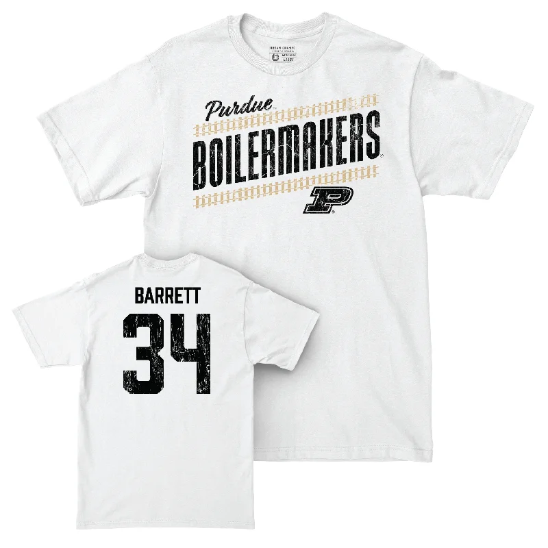 Men's Basketball White Slant Comfort Colors Tee - Carson Barrett | #34