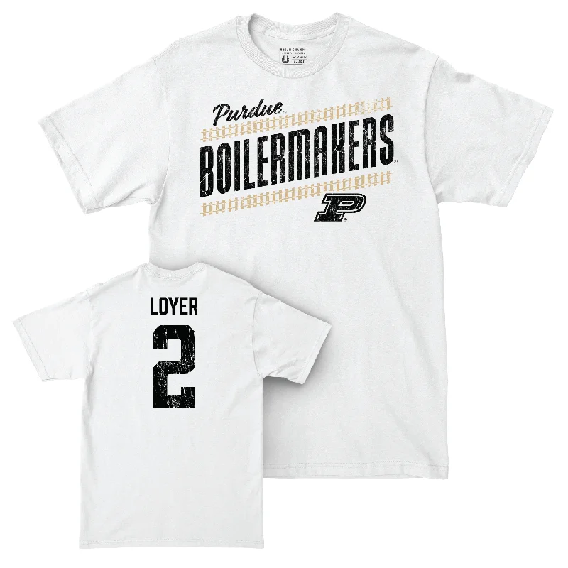 Men's Basketball White Slant Comfort Colors Tee - Fletcher Loyer | #2