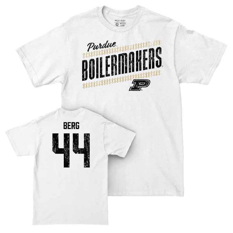 Men's Basketball White Slant Comfort Colors Tee - William Berg | #44