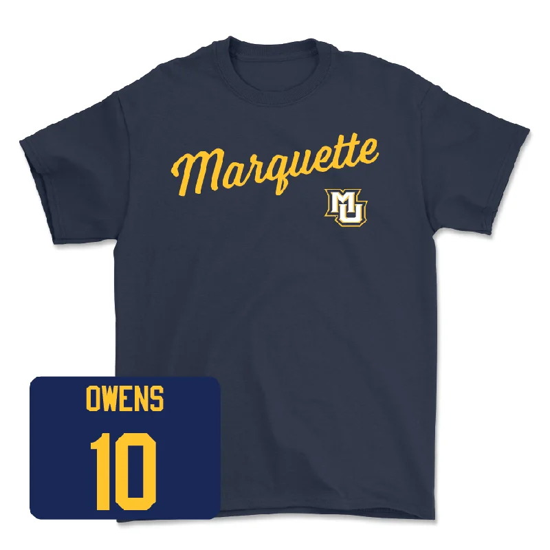 Navy Men's Basketball Script Tee  - Damarius Owens