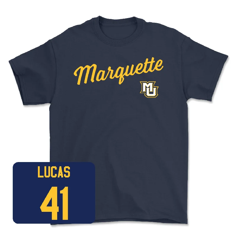 Navy Men's Basketball Script Tee - Jonah Lucas