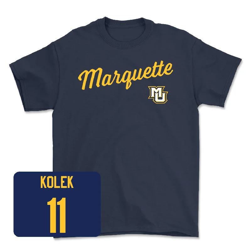 Navy Men's Basketball Script Tee - Stevie Mitchell