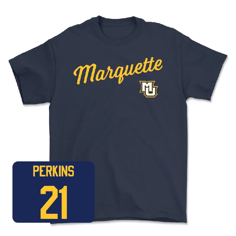 Navy Women's Basketball Script Tee  - Kennedi Perkins