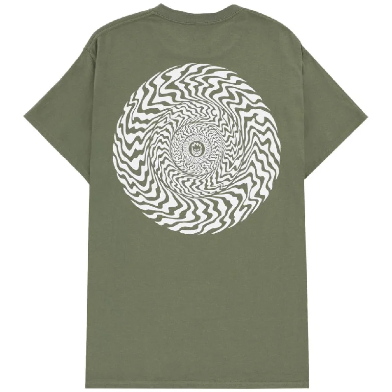 Spitfire Classic Swirl Mens Tee Military Green / White