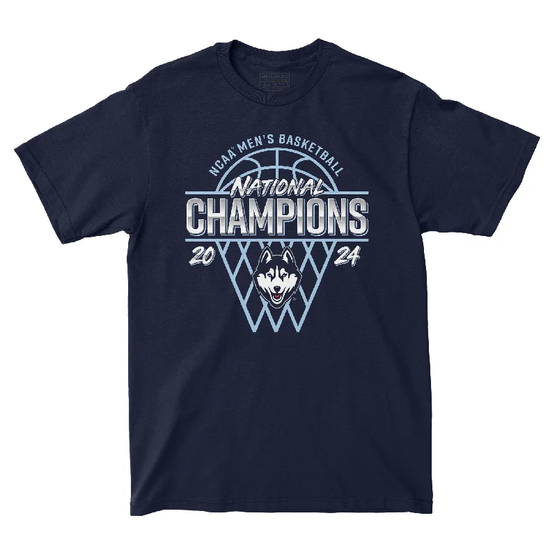 UCONN MBB 2024 National Champions Net Navy T-shirt