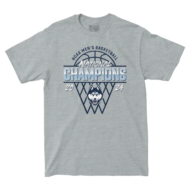 UCONN MBB 2024 National Champions Net Sport Grey T-shirt