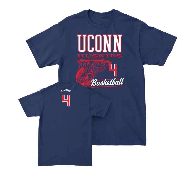 UConn Women's Basketball Hoops Navy Tee - Qadence Samuels | #4