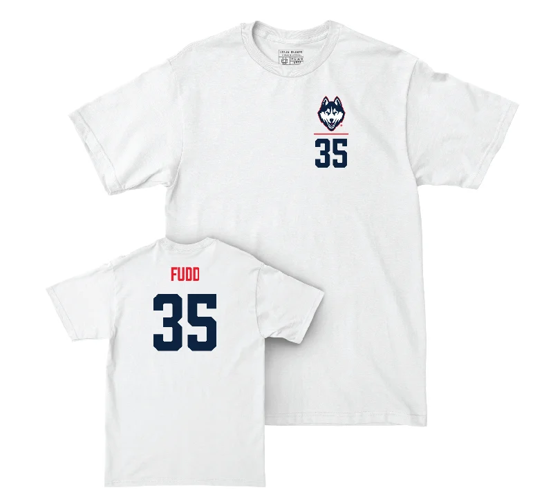 UConn Women's Basketball Logo White Comfort Colors Tee - Azzi Fudd | #35