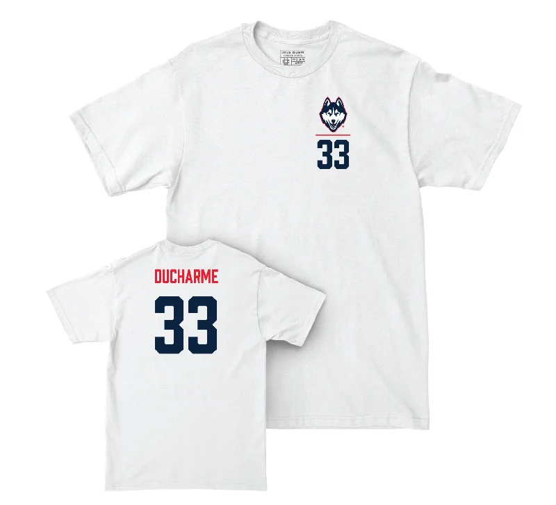 UConn Women's Basketball Logo White Comfort Colors Tee - Caroline Ducharme | #33