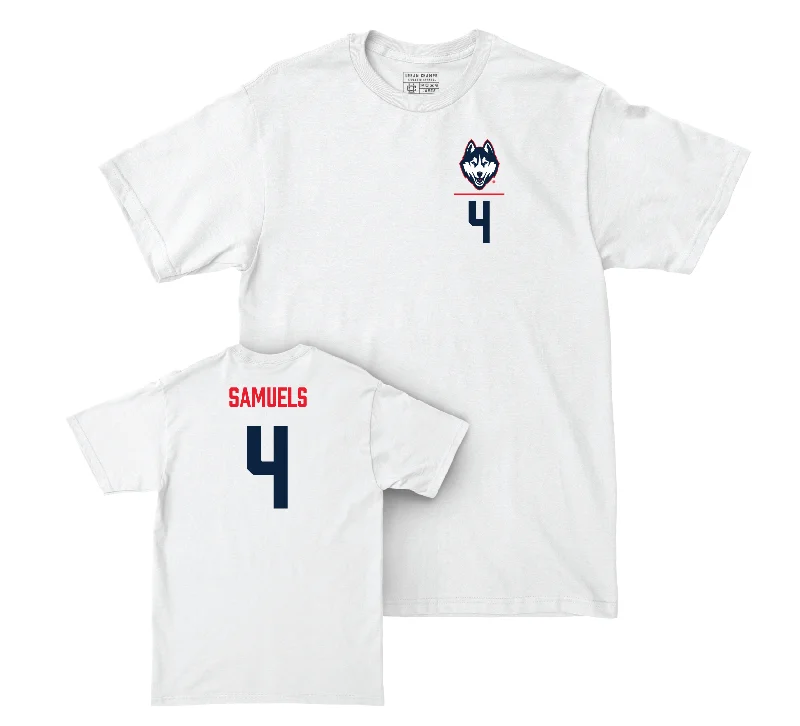 UConn Women's Basketball Logo White Comfort Colors Tee - Qadence Samuels | #4