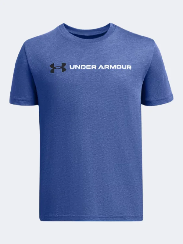 Under Armour Logo Wordmark Boys Training T-Shirt Tech Blue/Black