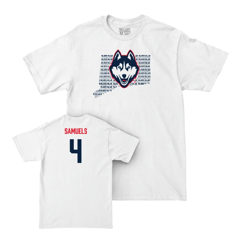 Women's Basketball White Bleed Blue Comfort Colors Tee - Qadence Samuels