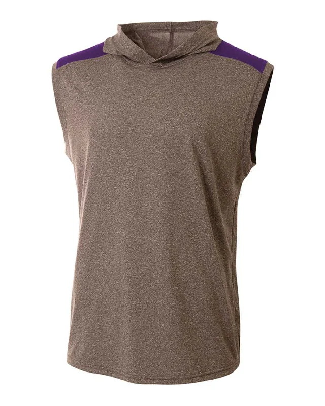 A4 N3031 Tourney Hooded Tee - Heather Purple