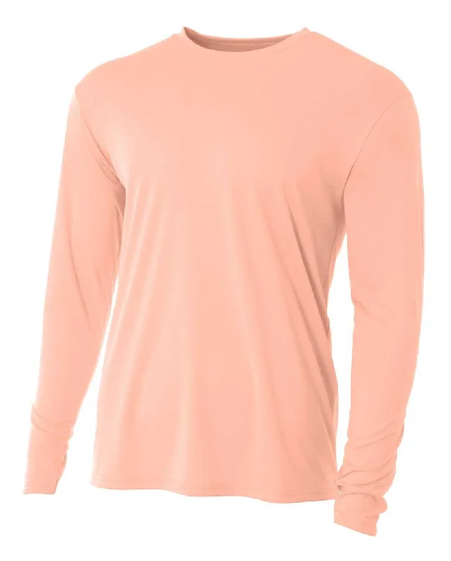 A4 N3165 Men's Cooling Performance Long Sleeve T-Shirt - Salmon