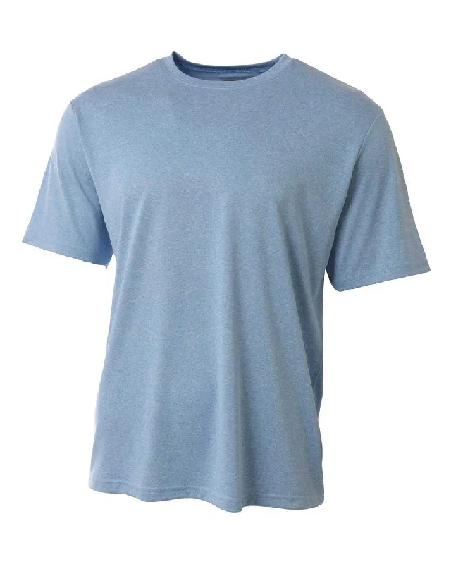 A4 N3381 Topflight Heather Tee - Light Blue