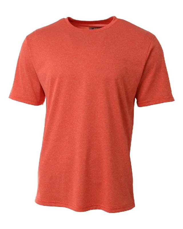 A4 N3381 Topflight Heather Tee - Scarlet