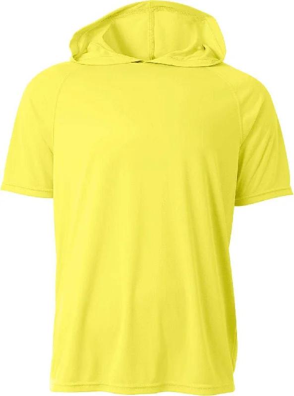 A4 N3408 Short Sleeve Hooded Tee - Safety Yellow