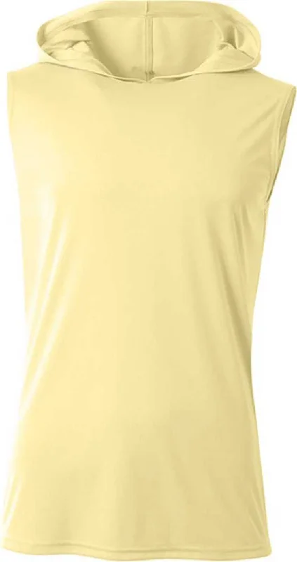 A4 N3410 Men's Cooling Performance Sleeveless Hooded T-Shirt - Light Yellow