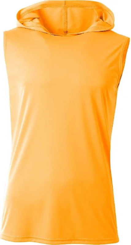 A4 N3410 Men's Cooling Performance Sleeveless Hooded T-Shirt - Safety Orange