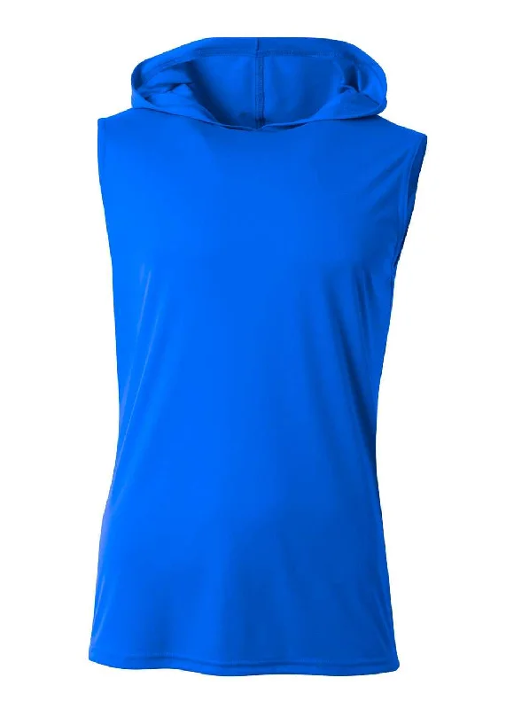 A4 N3410 Sleeveless Hooded Tee - Royal