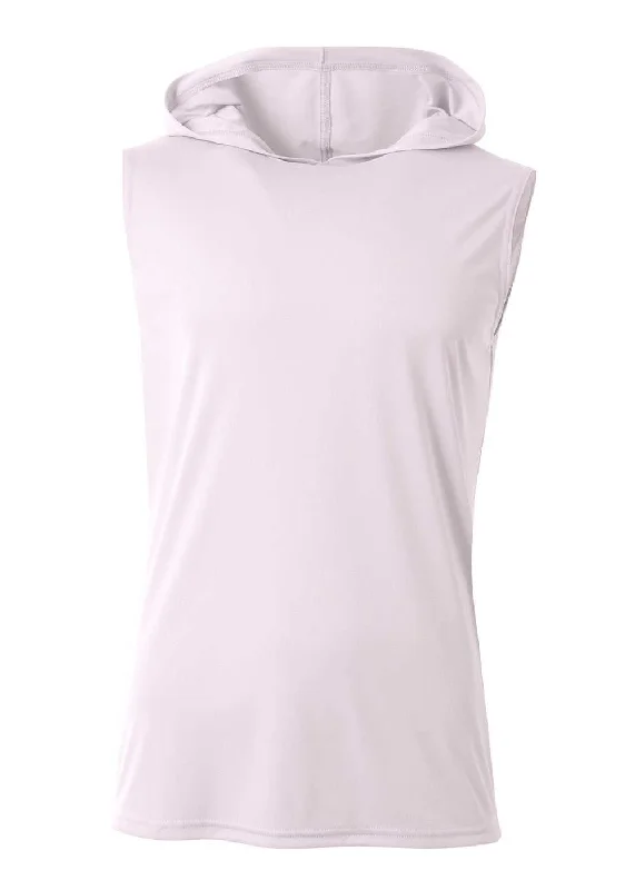 A4 N3410 Sleeveless Hooded Tee - White