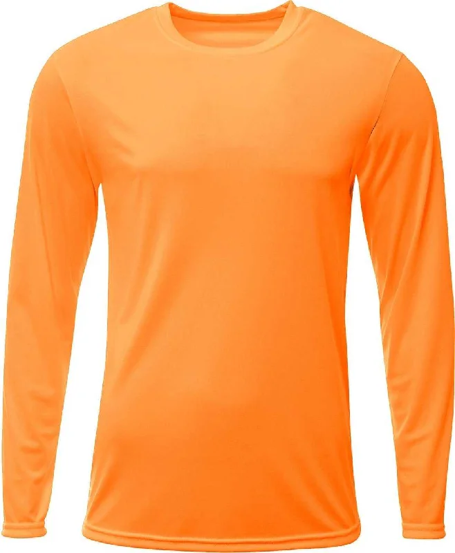 A4 N3425 Men's Sprint Long Sleeve T-Shirt - Safety Orange