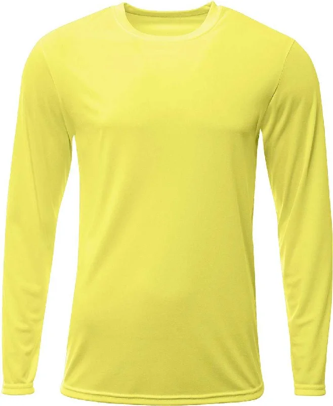 A4 N3425 Men's Sprint Long Sleeve T-Shirt - Safety Yellow