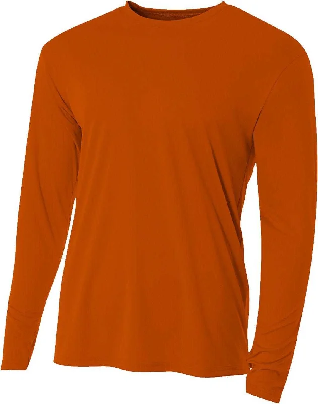 A4 NB3165 Youth Long Sleeve Cooling Performance Crew T-Shirt - Burnt Orange