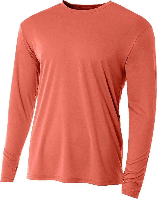 A4 NB3165 Youth Long Sleeve Cooling Performance Crew T-Shirt - Coral