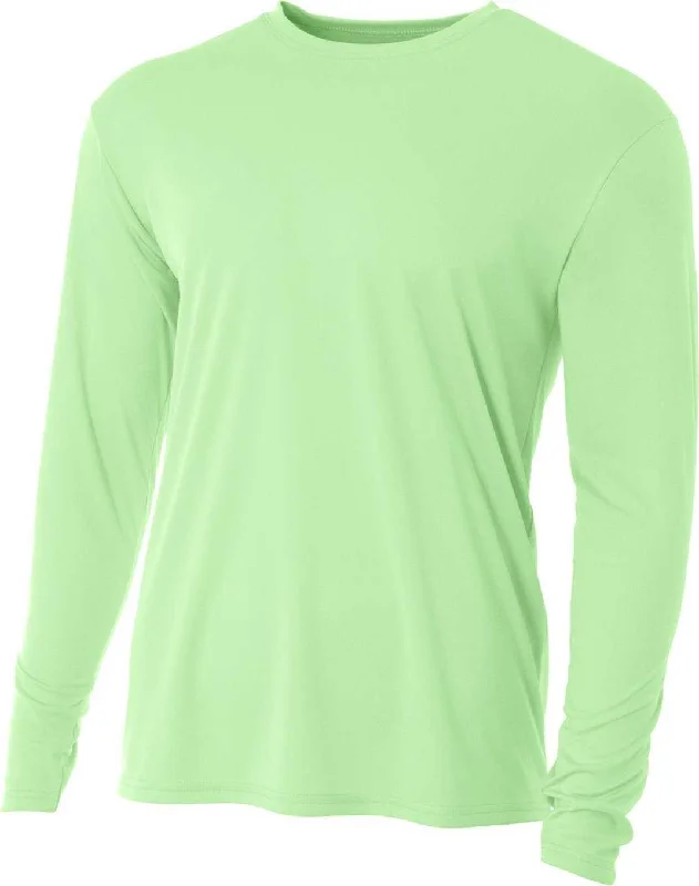 A4 NB3165 Youth Long Sleeve Cooling Performance Crew T-Shirt - Light Lime