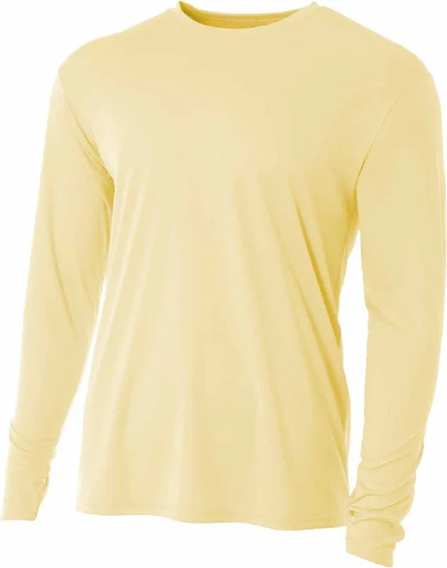 A4 NB3165 Youth Long Sleeve Cooling Performance Crew T-Shirt - Light Yellow