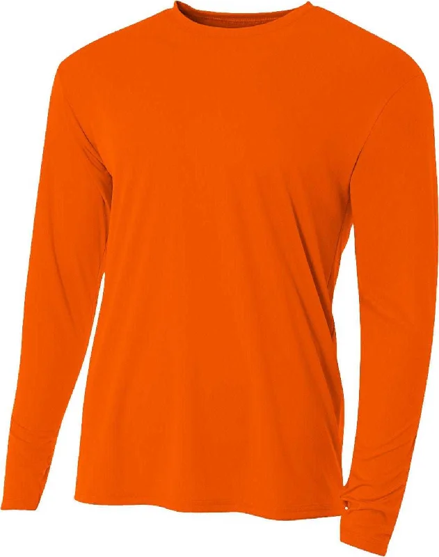 A4 NB3165 Youth Long Sleeve Cooling Performance Crew T-Shirt - Safety Orange