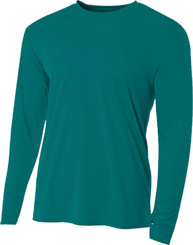 A4 NB3165 Youth Long Sleeve Cooling Performance Crew T-Shirt - Teal