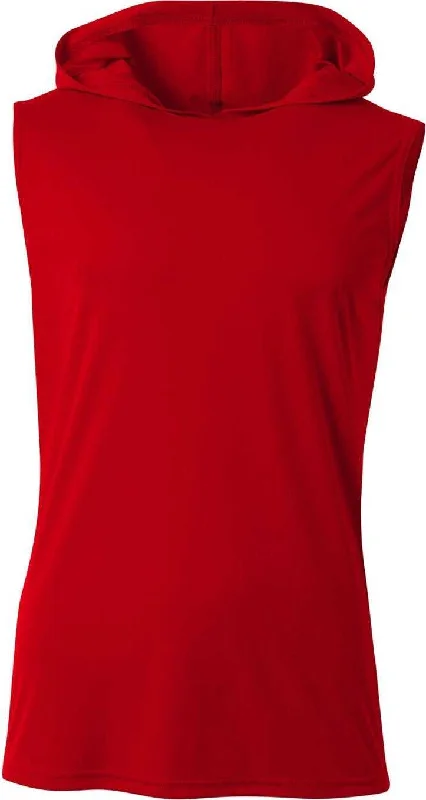 A4 NB3410 Youth Sleeveless Hooded T-Shirt - Scarlet