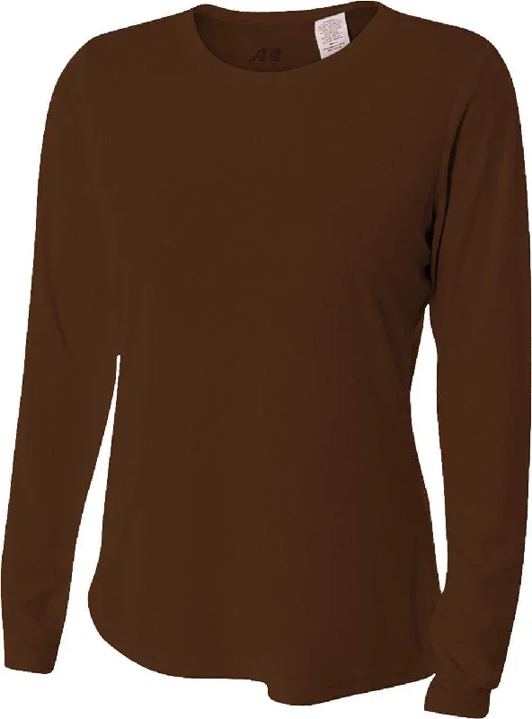 A4 NW3002 Ladies' Long Sleeve Cooling Performance Crew T-Shirt - Brown