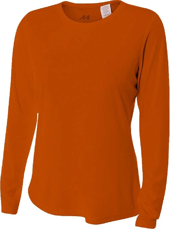 A4 NW3002 Ladies' Long Sleeve Cooling Performance Crew T-Shirt - Burnt Orange