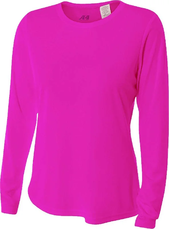 A4 NW3002 Ladies' Long Sleeve Cooling Performance Crew T-Shirt - Fuchsia