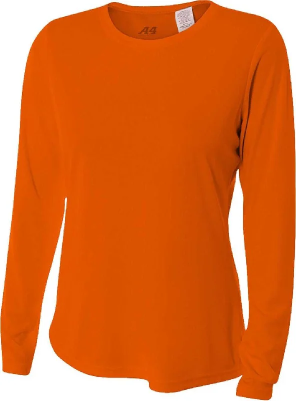 A4 NW3002 Ladies' Long Sleeve Cooling Performance Crew T-Shirt - Safety Orange