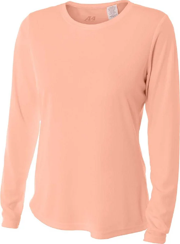 A4 NW3002 Ladies' Long Sleeve Cooling Performance Crew T-Shirt - Salmon