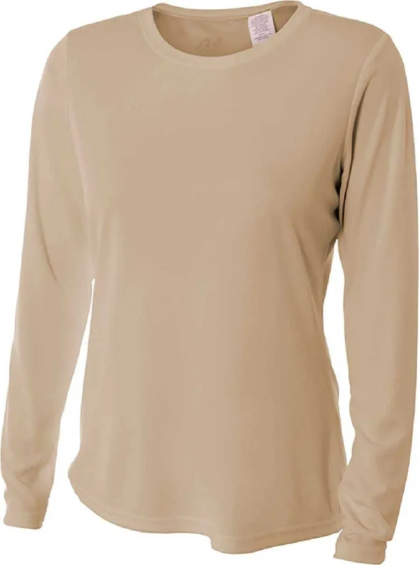 A4 NW3002 Ladies' Long Sleeve Cooling Performance Crew T-Shirt - Sand